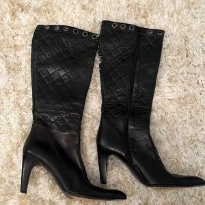 Via Spiga zip up black leather calf boots